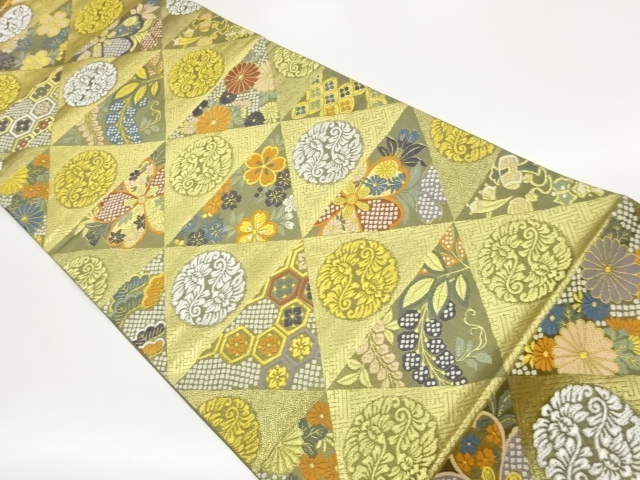 JAPANESE FUKURO OBI / WOVEN FLORAL PLANTS